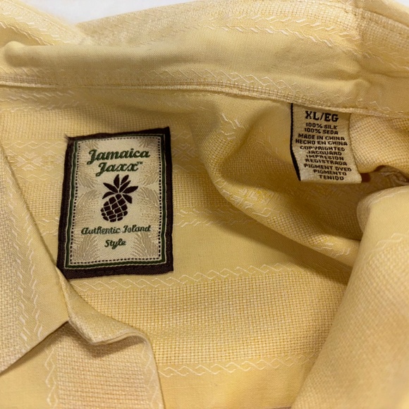Jamaica Jaxx Yellow Short Sleeved Silk Shirt, Size XL - Picture 5 of 8